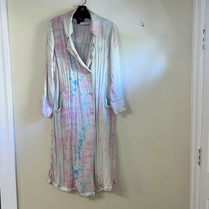 Something Navy Tie Dye Trench Coat Size Small